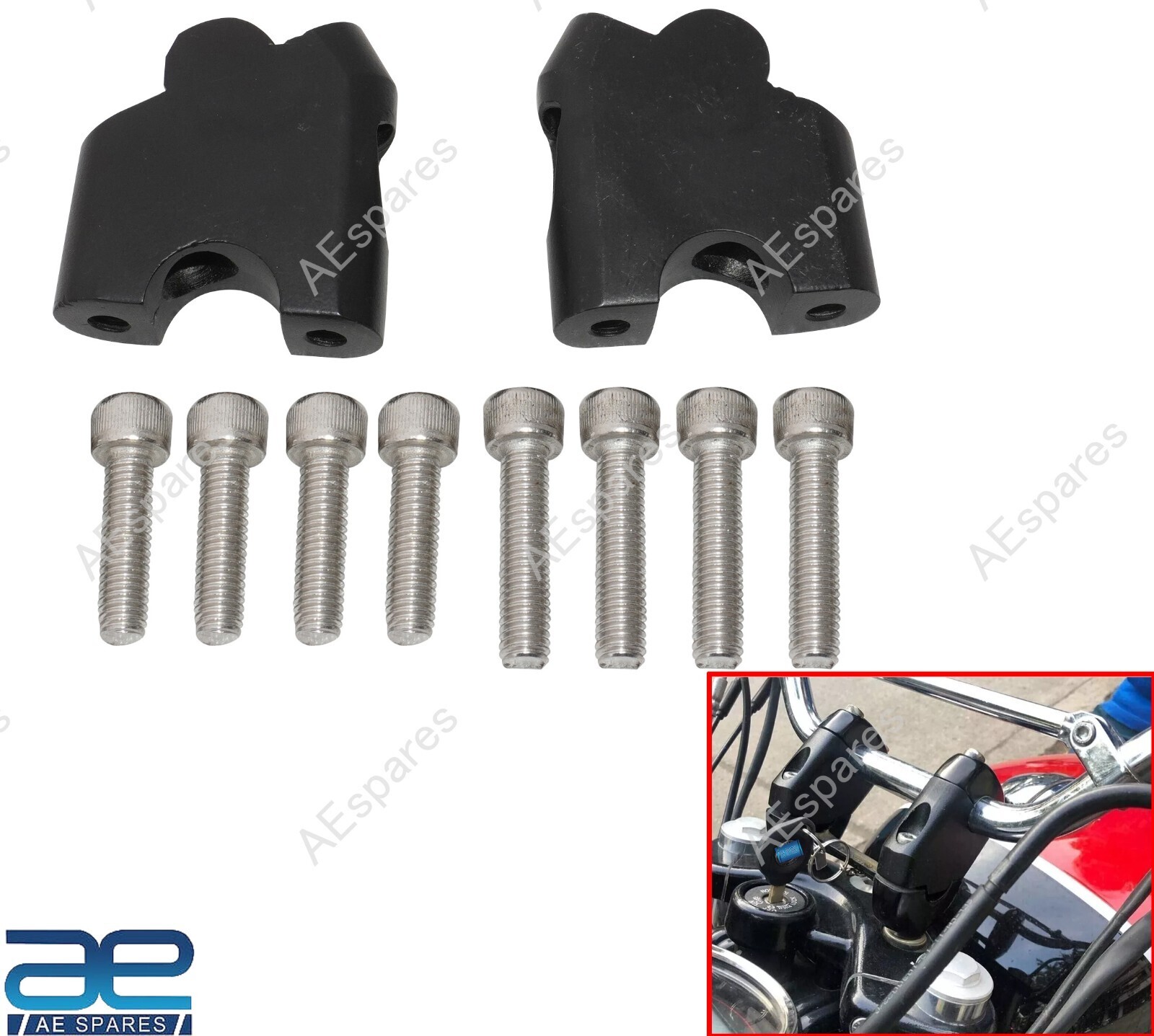 Handle Bar Riser Angled Mount Clamp Set For Royal Enfield Interceptor 650 @US