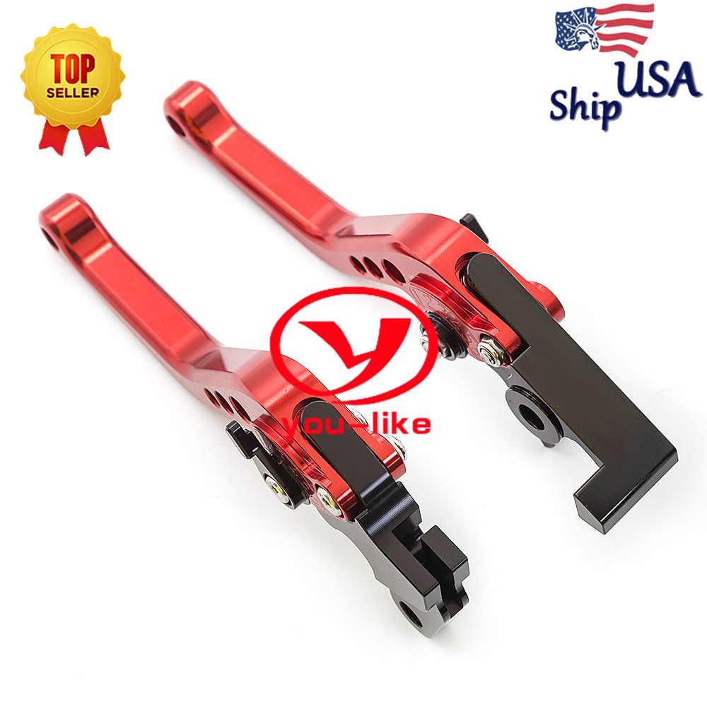 CNC Short Clutch Brake Lever Set For Honda VTX1300 2003 04-2008 CBF600S 2005 Red