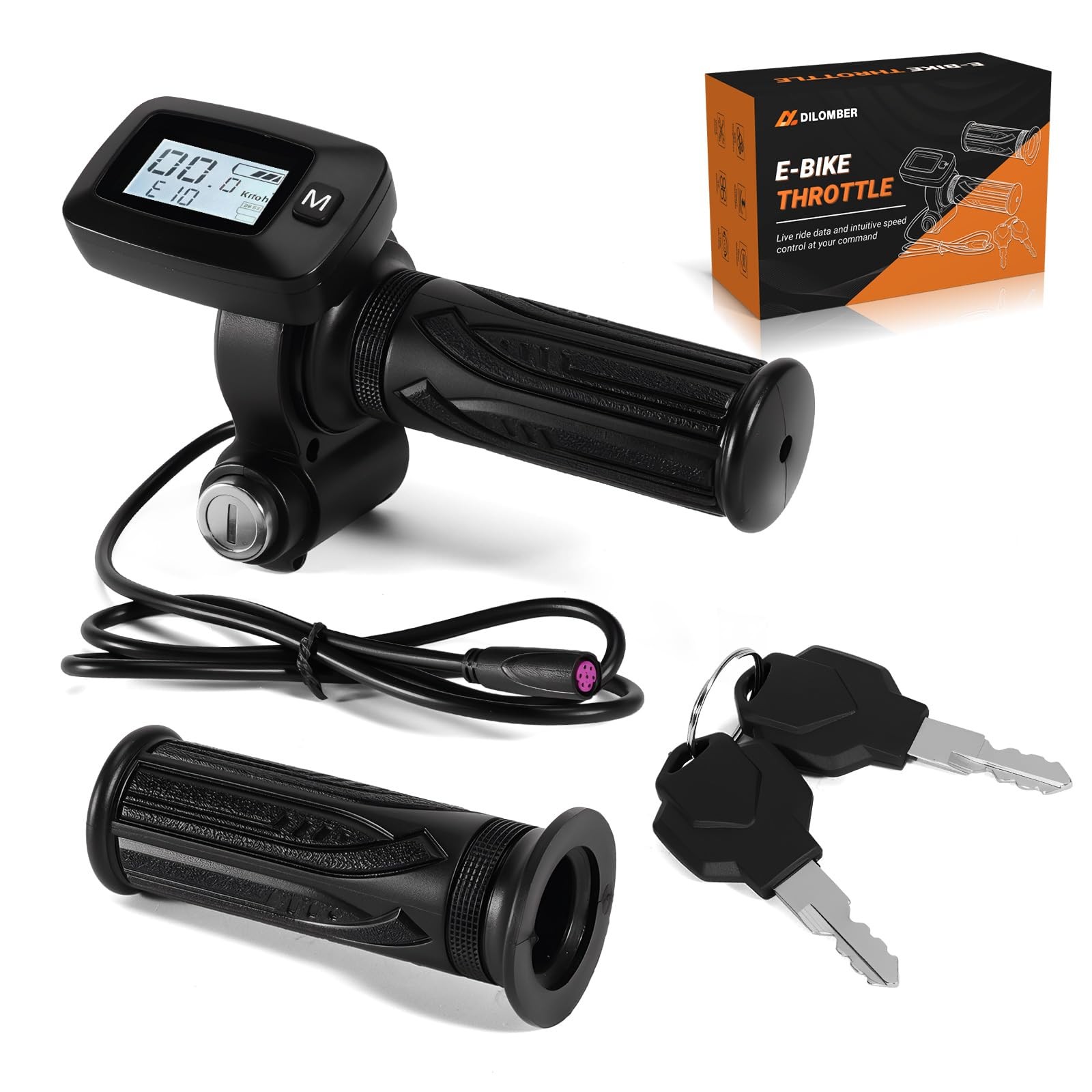 Dilomber Upgraded E-Bike Throttle 48V M Button Fits Keys Black Bicycle Part