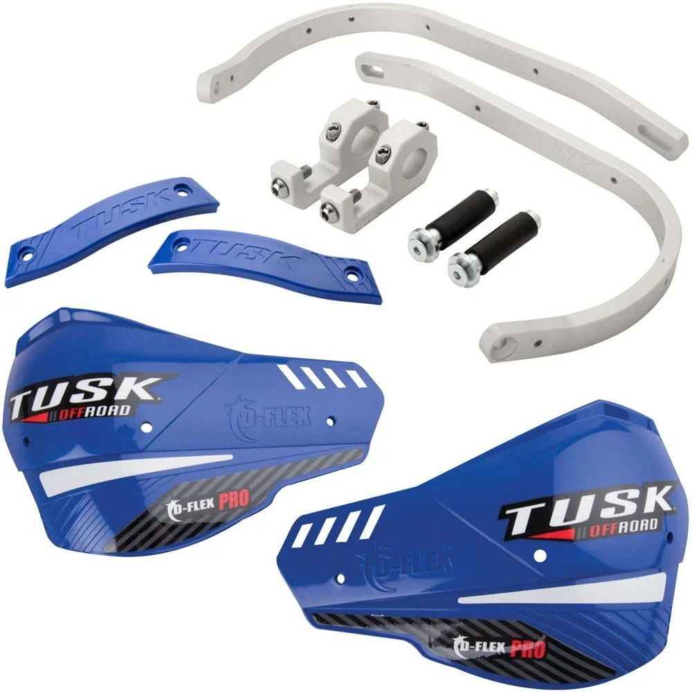Tusk 1760390027 D-Flex Pro Handguards Silver Bar/Blue Plastics 7/8″ Clamp