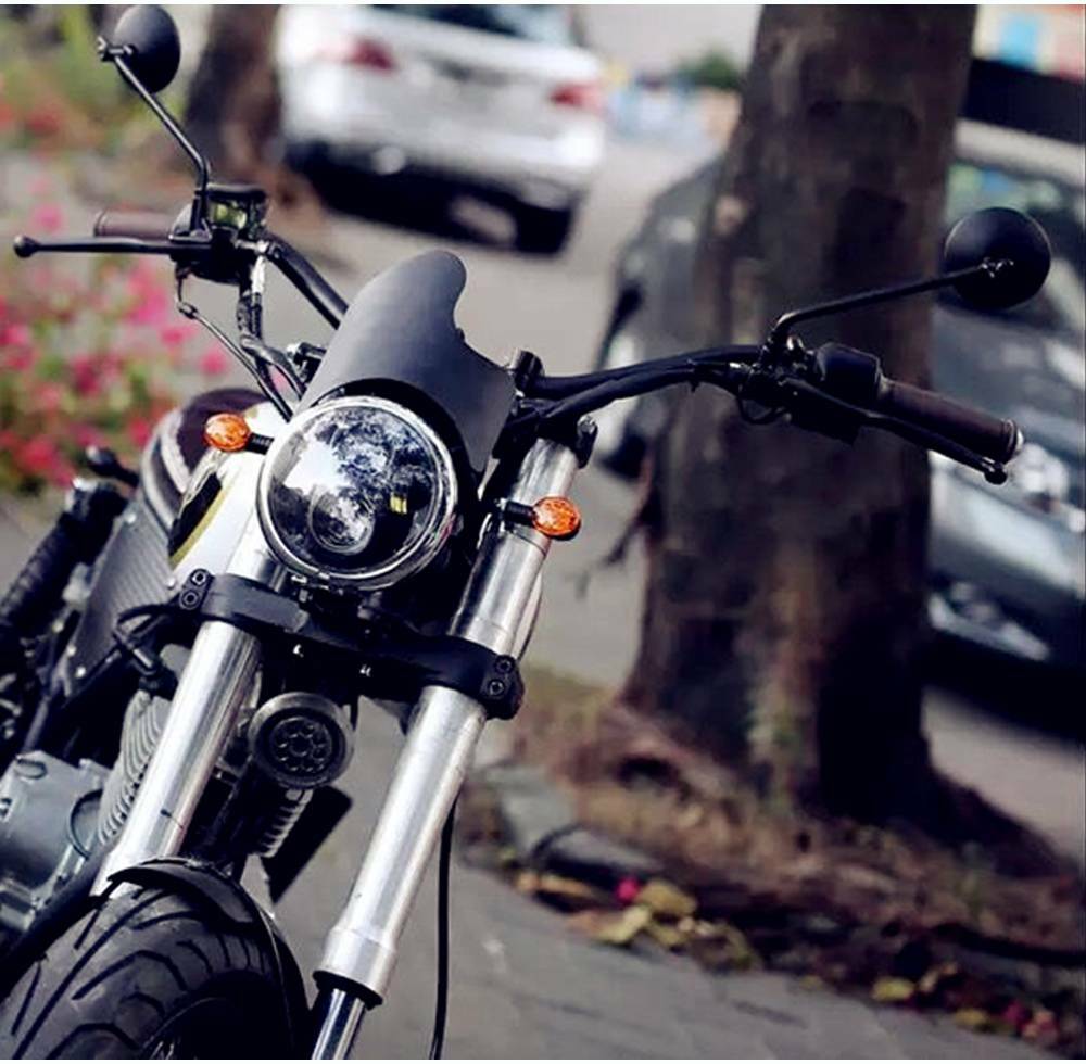 75mm Round Mirrors Long Stem For Triumph Bonneville T100 Scrambler Street Triple
