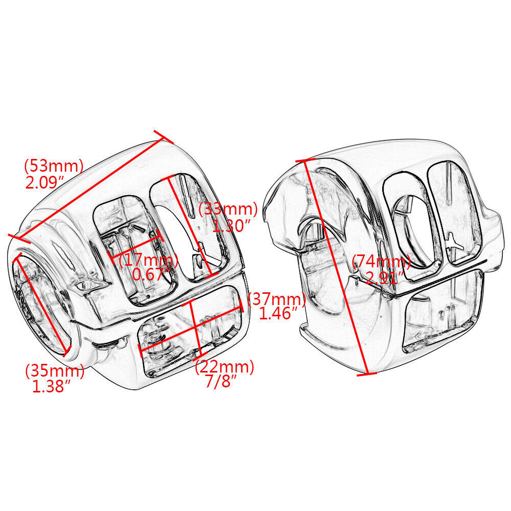 Chrome Handlebar Control Switch Housing Cover + 6x Cap Buttons For Harley 96-13