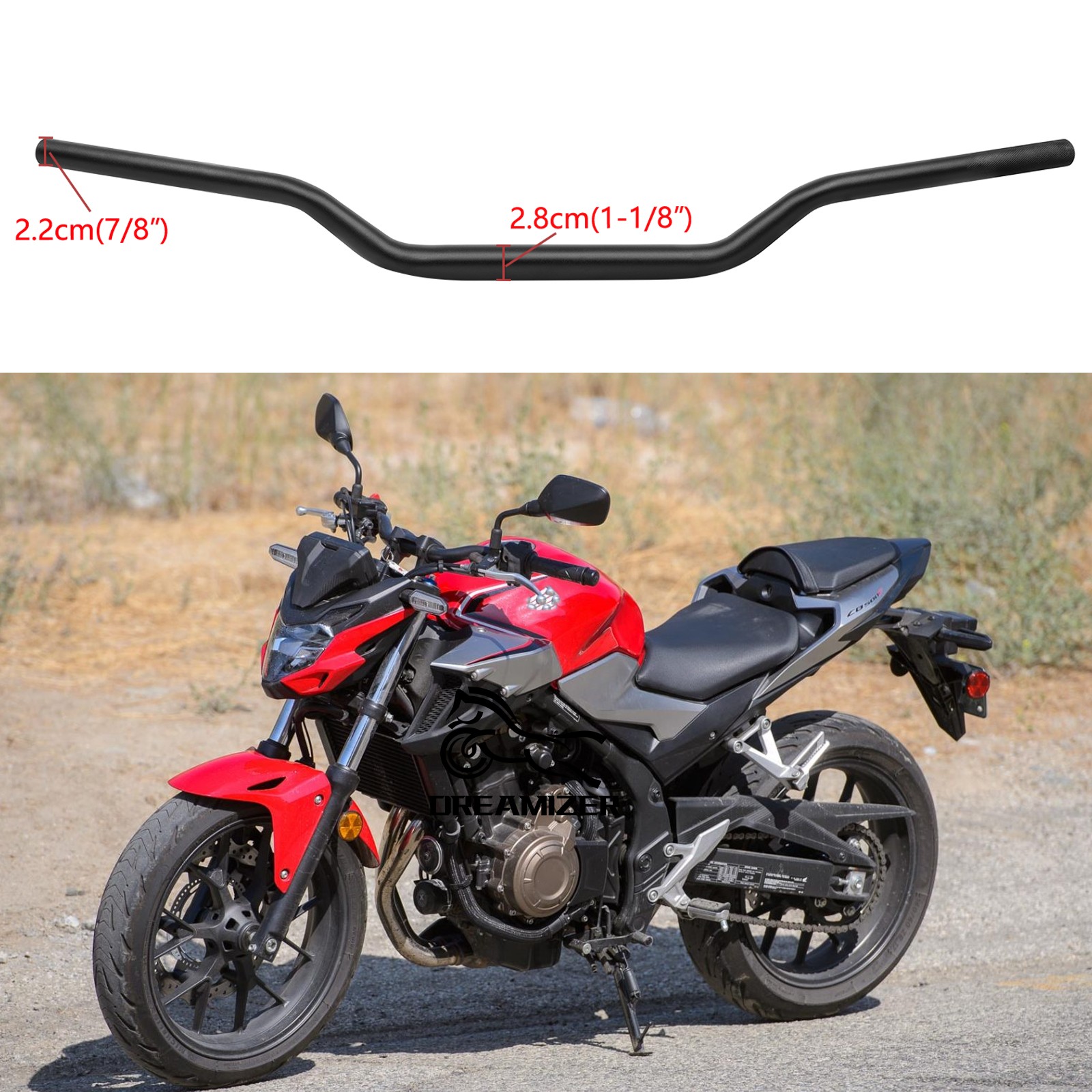 28mm 1-1/8″ Fat Bar Motorcycle Handlebars For Honda CB500F CB650R CB300R CB750