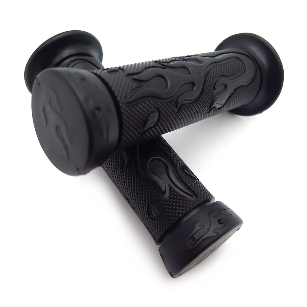 7/8″ 22mm Flame Fire Black Hand Grips For YAMAHA FZR YZF 600 ATV QUAD JET SKI
