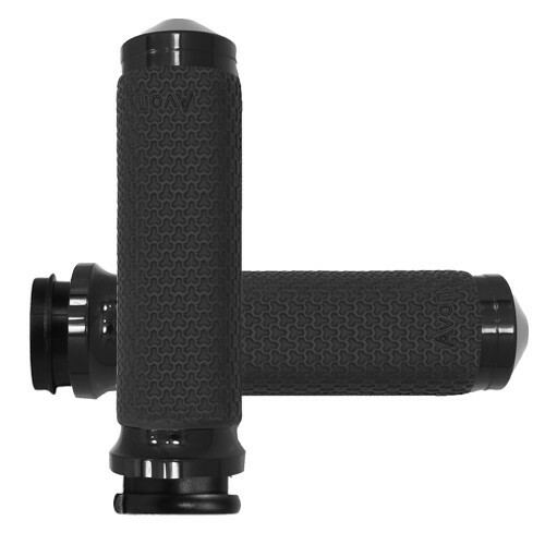 Avon Memory Foam Grips Black Anodized FBW Harley Davidson MF-63-ANO-FLY