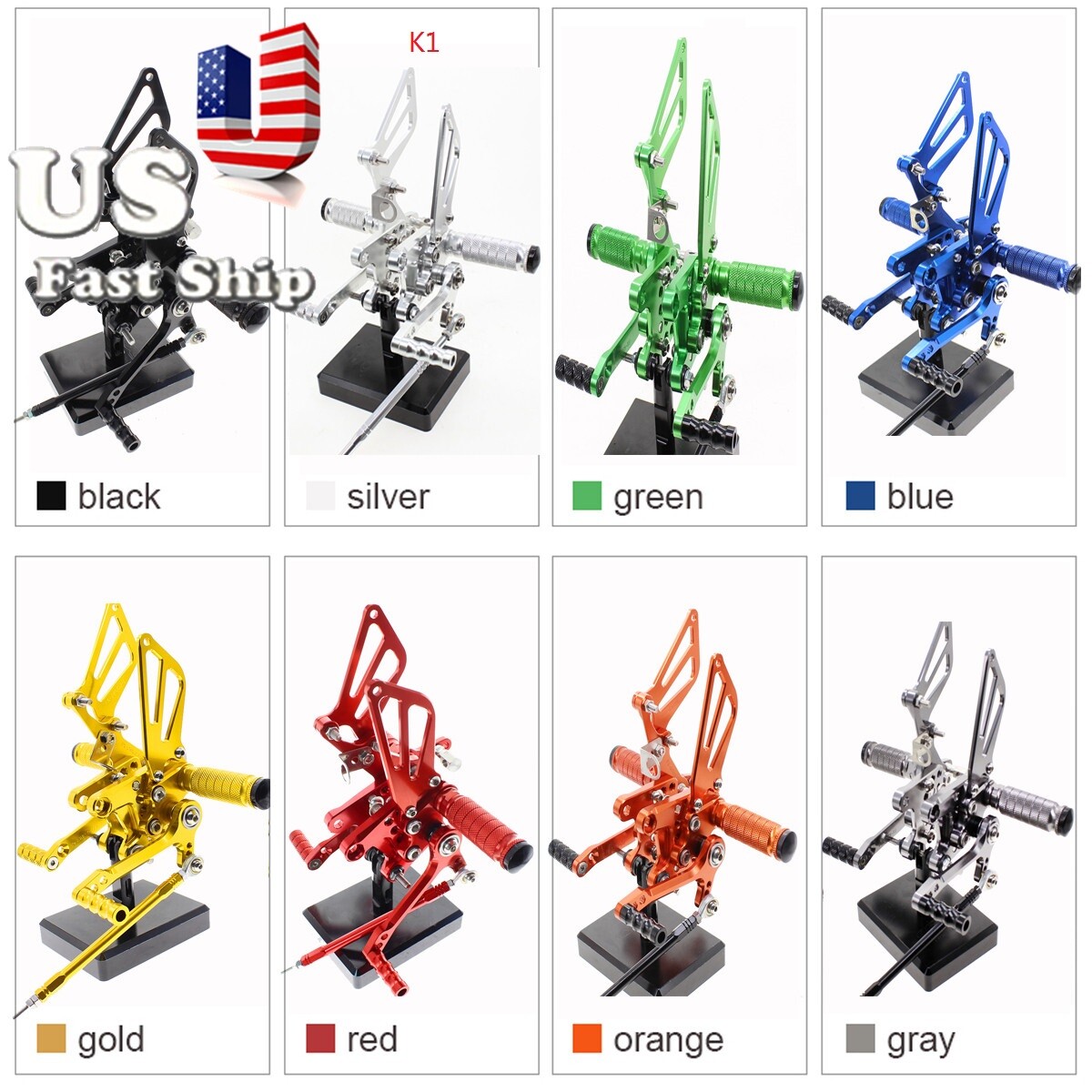 USA CNC Billet Aluminum Foot Rest Rearset Fit SUZUKI GSXR600 2000 2002-2005 Gold