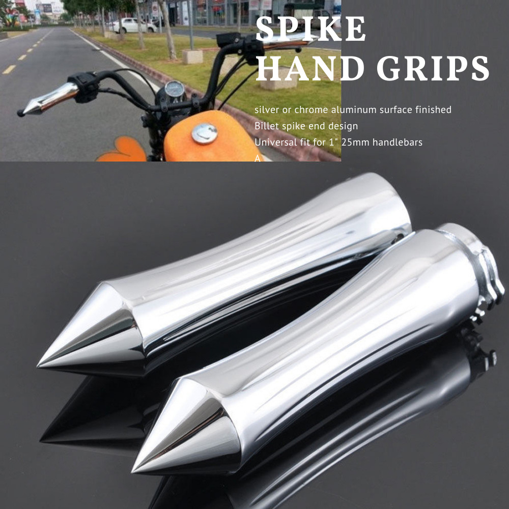 1″ Chrome Metal Hand Grip Motorcycle Handle Bars Spike Universal Fit for Chopper
