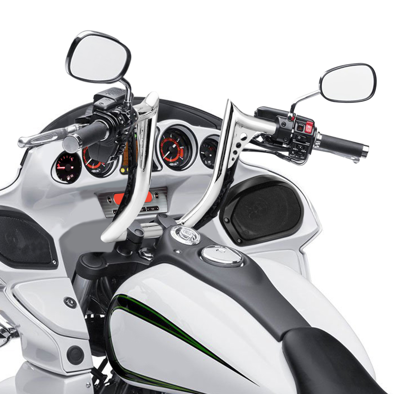 MOFUN Chrome 12″ Rise 1.25″ Handlebar for Kawasaki Vulcan Voyager 1700 2009-2024