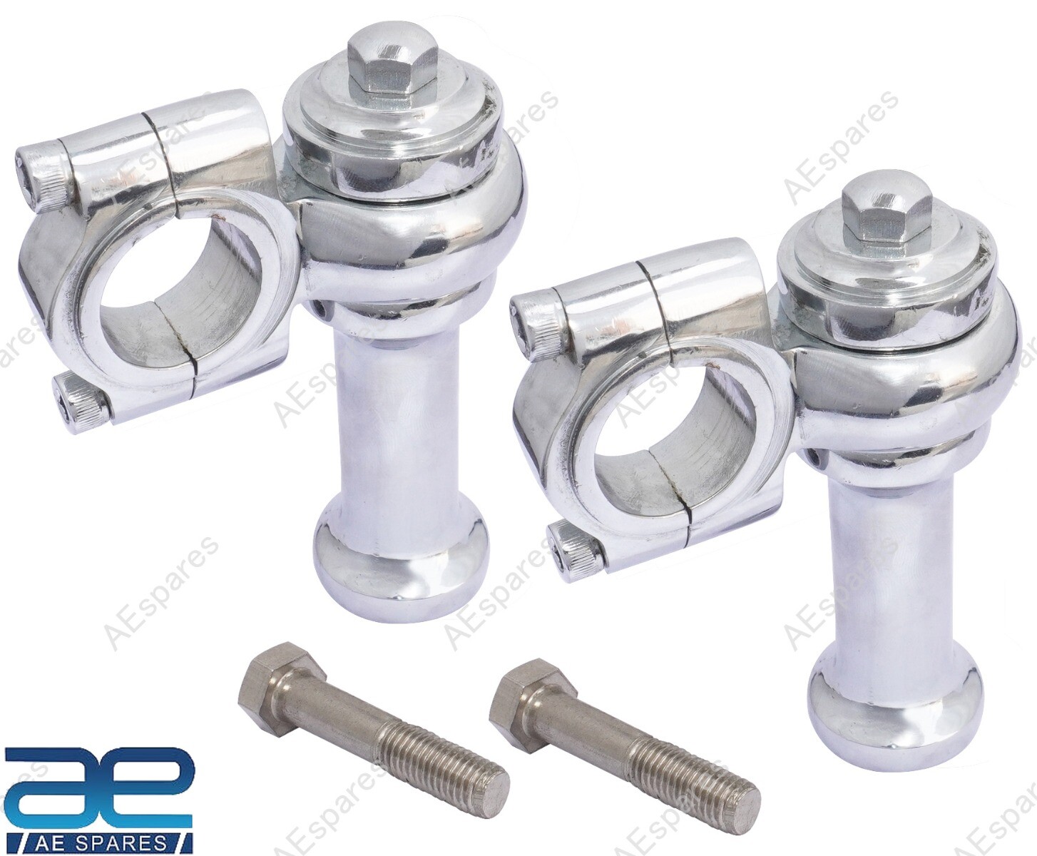 Universal Motorcycle Brass Chrome 1″ Handlebar Risers Clamp 3″ Rise Approx @US