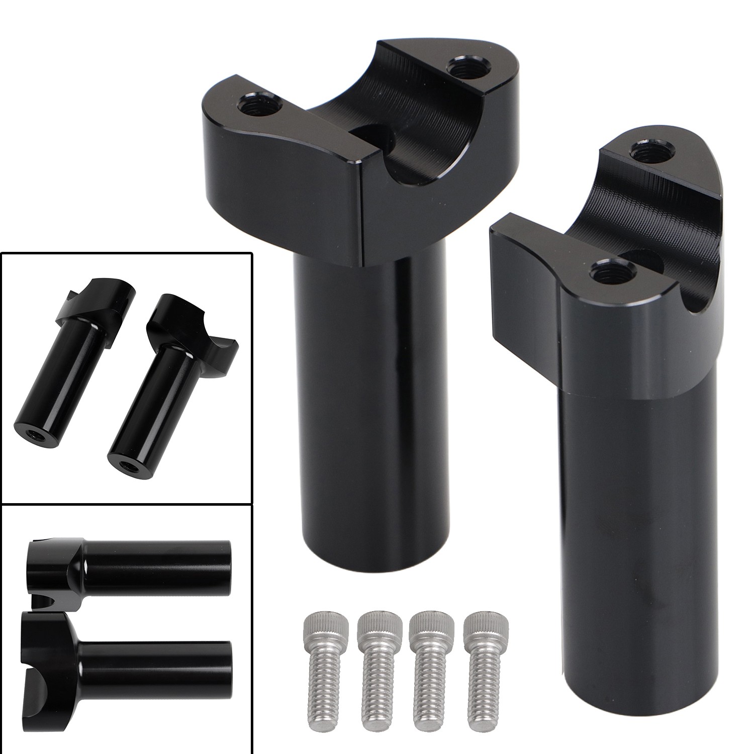 Black CNC 4″ Tall Handlebar Risers For Harley Dyna Iron 883 Road King Softail