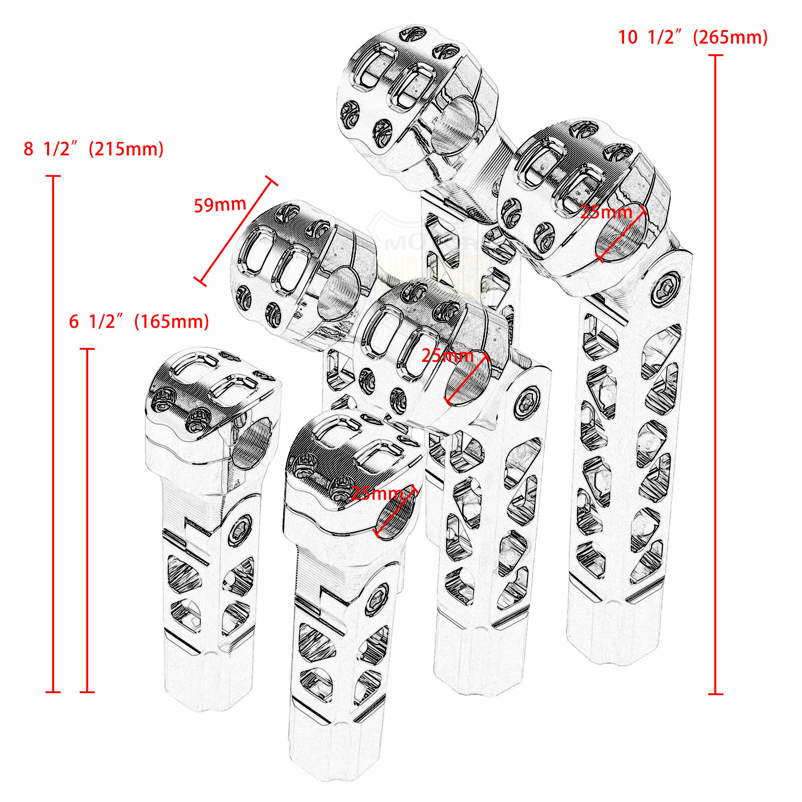 CNC 6.5/8.5/10.5″ Tall Handlebar Riser Clamp For Harley Dyna Softail Road Glide