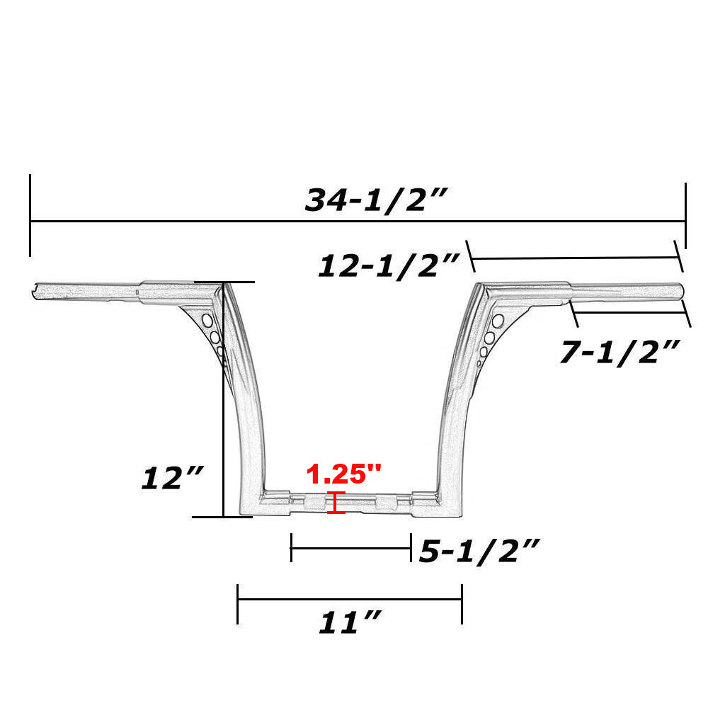 12″ Inch Handlebar Rise Ape Hangers For Harley Sportster XL 883 1200 FLST FXST