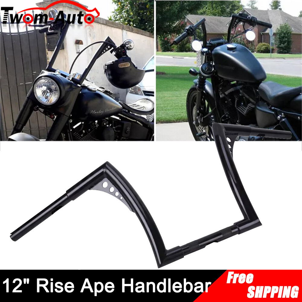 12 Inch Rise Ape Hanger Bar Handlebars For Harley Sportster XL883 1200 FLST FXST