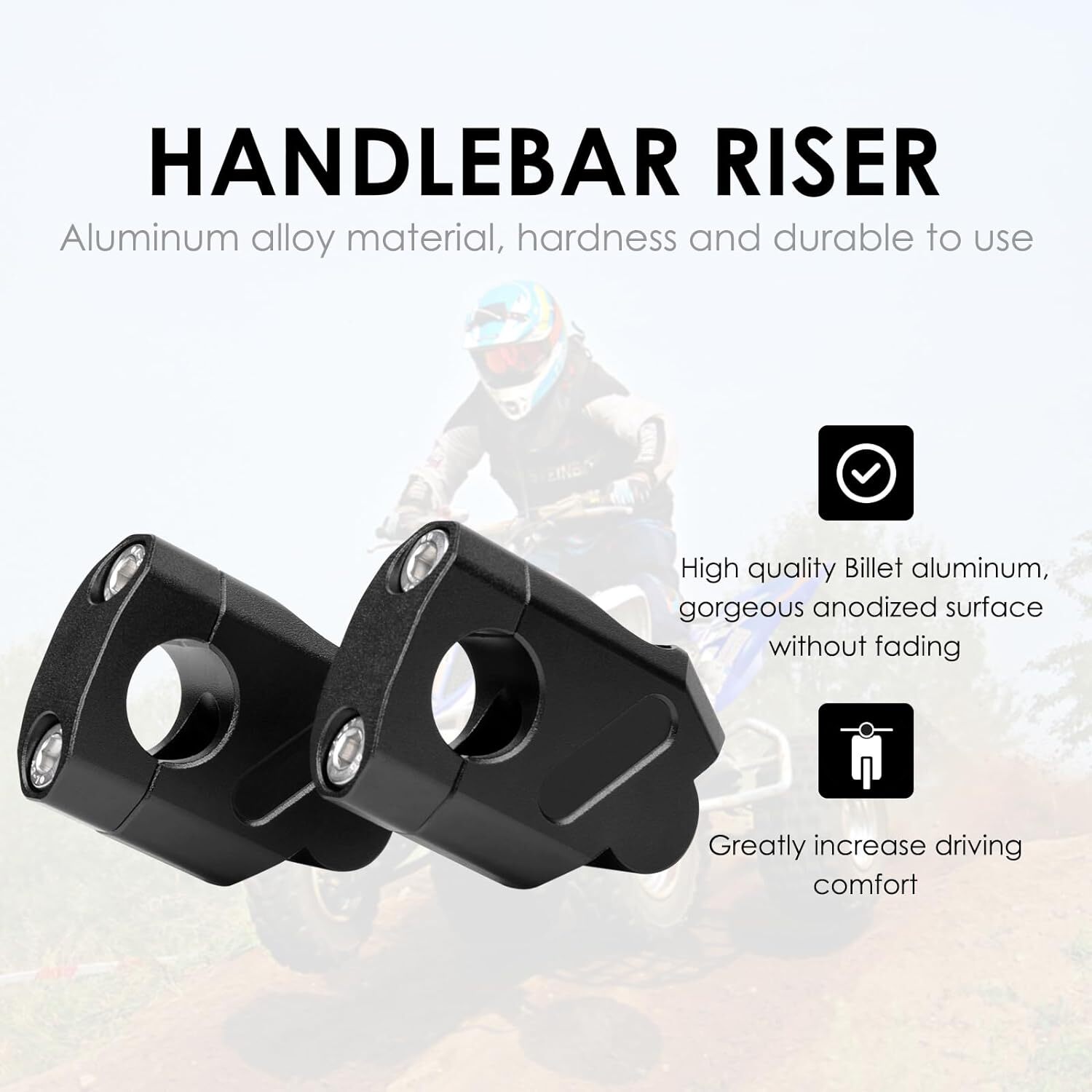 Universal 7/8″ 22mm Handlebar Risers Clamp 38mm Rise 18mm Offset Black 2PCS