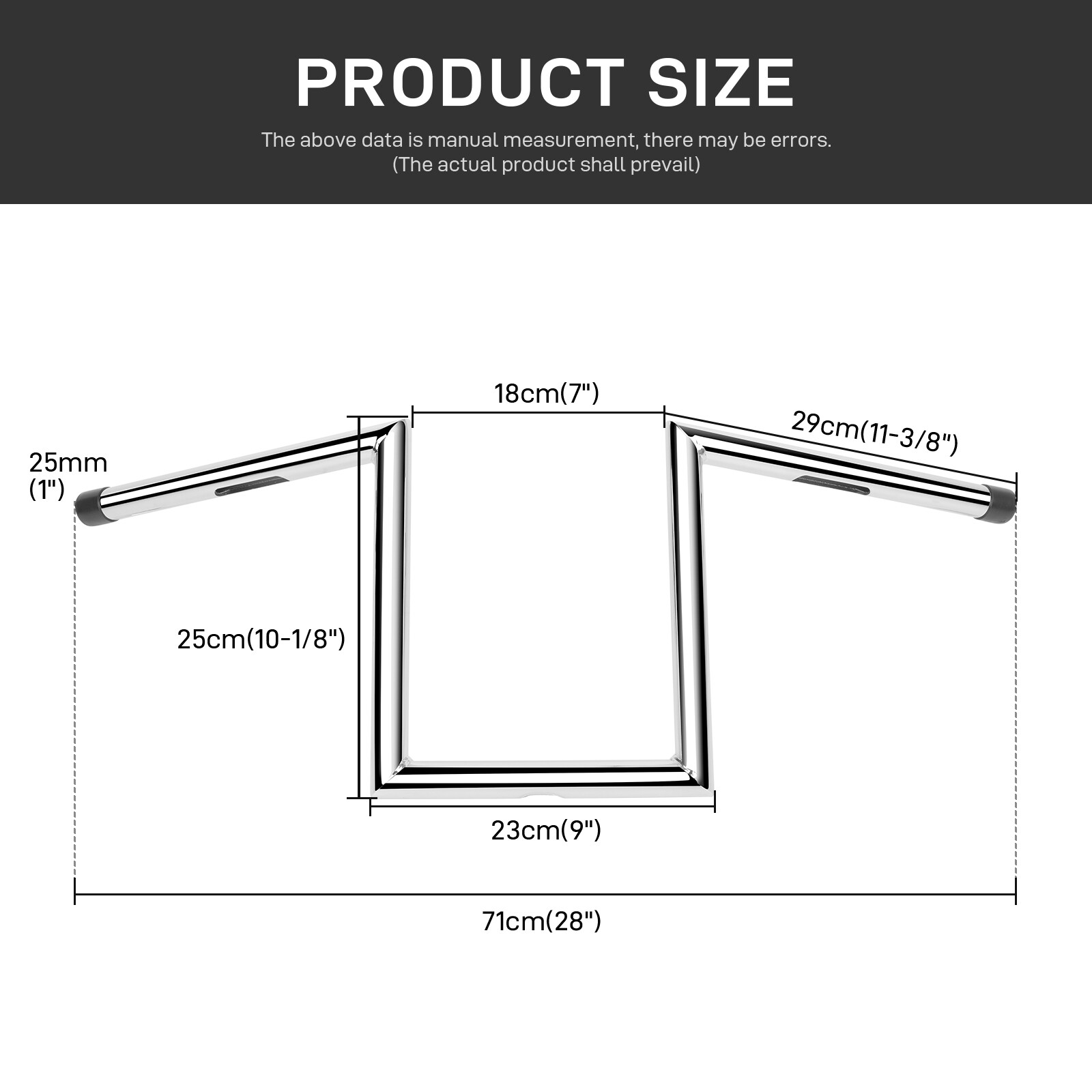 For Kawasaki Vulcan 650 S 900 8″ 10″ Rise 1″ Ape Hanger Handlebar Drag Z-Bar
