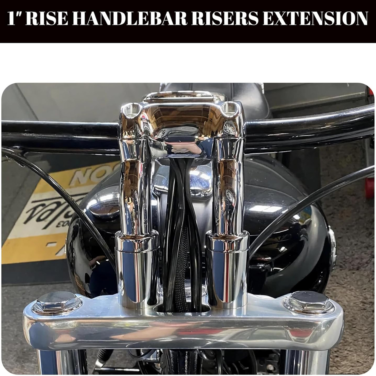 1” Inch Rise Handlebars Extension For Harley 1-1/4” Motorcycle Spacers Chrome