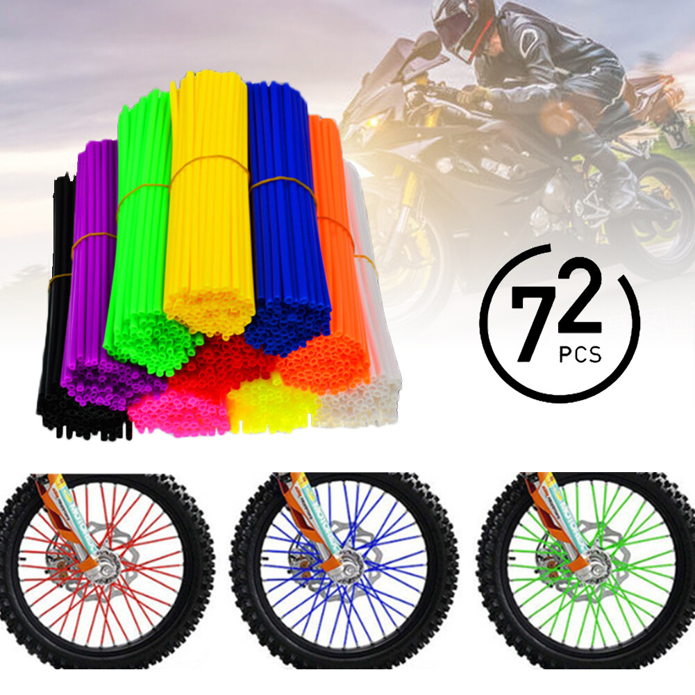 US 72pcs Spoke Wraps Skins Covers Motocross Dirt Bike Wheel Rim Guard Protector