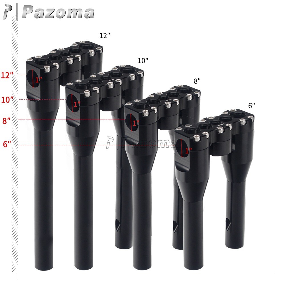 6″ 8″ 10″ 12″ Motorcycle Handlebar Rise Black for Harley Dyna 1″ Bar Club Style