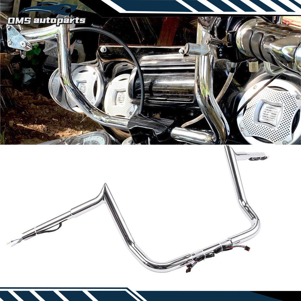 Chrome PRE-WIRED 12″ Meathook Handlebar for Harley Touring Street Glide 2014-25