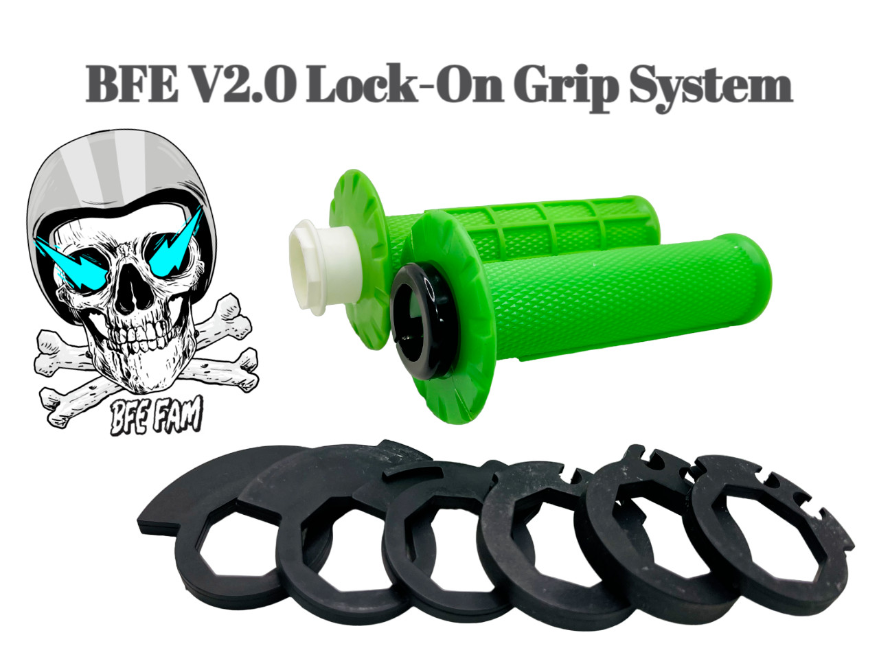 BFE V2.0 7/8″ Lock-On MX Dual Sport Motorcycle Handlebar Grips GREEN Grip System