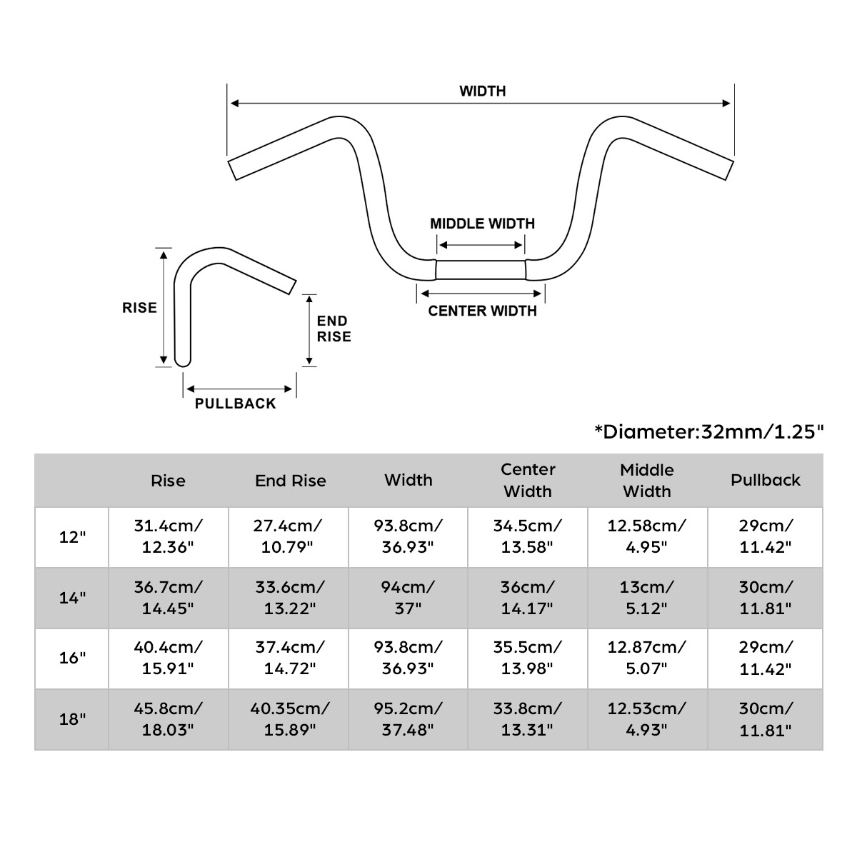 12/14/16/18″ Rise Meathook Bar Handlebar Fit For Harley Electra Street Glide