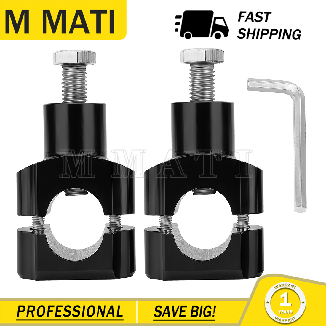 2pcs 1″ 25mm Handlebar Universal Motorcycle Riser Mount Handle Bar Clamp Adapter