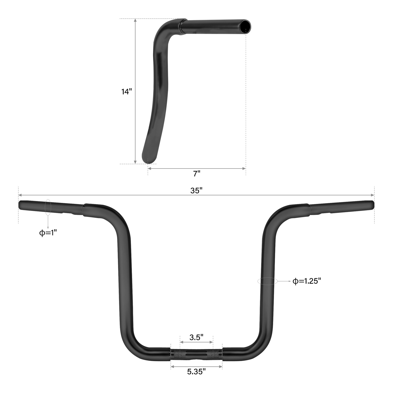 12”/14”/16″/18”Ape Hanger 1 1/4″ Handlebar Fit For Harley FLST FXST Sportster
