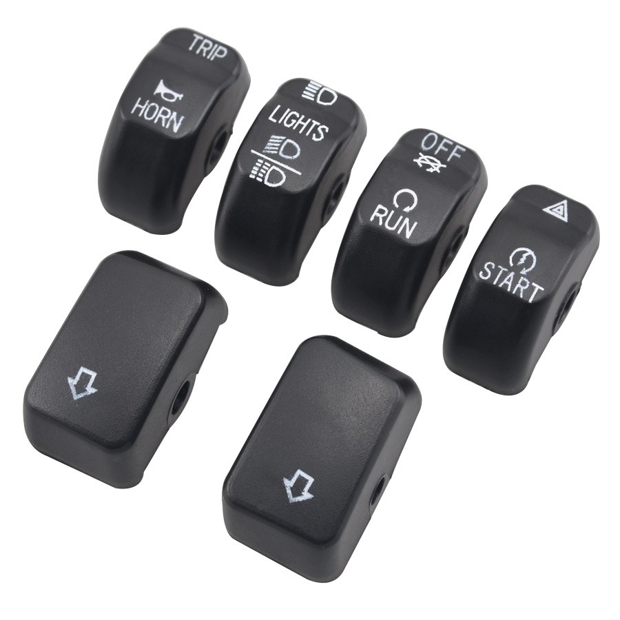 Hand Control Switch Housing Covers 6Pcs Button Caps For Harley Sportster Softail