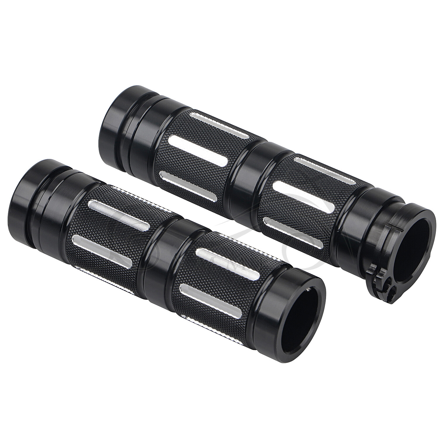 Black CNC Billet Aluminum 1″ Handlebar Hand Grips For Harley Touring Sportster