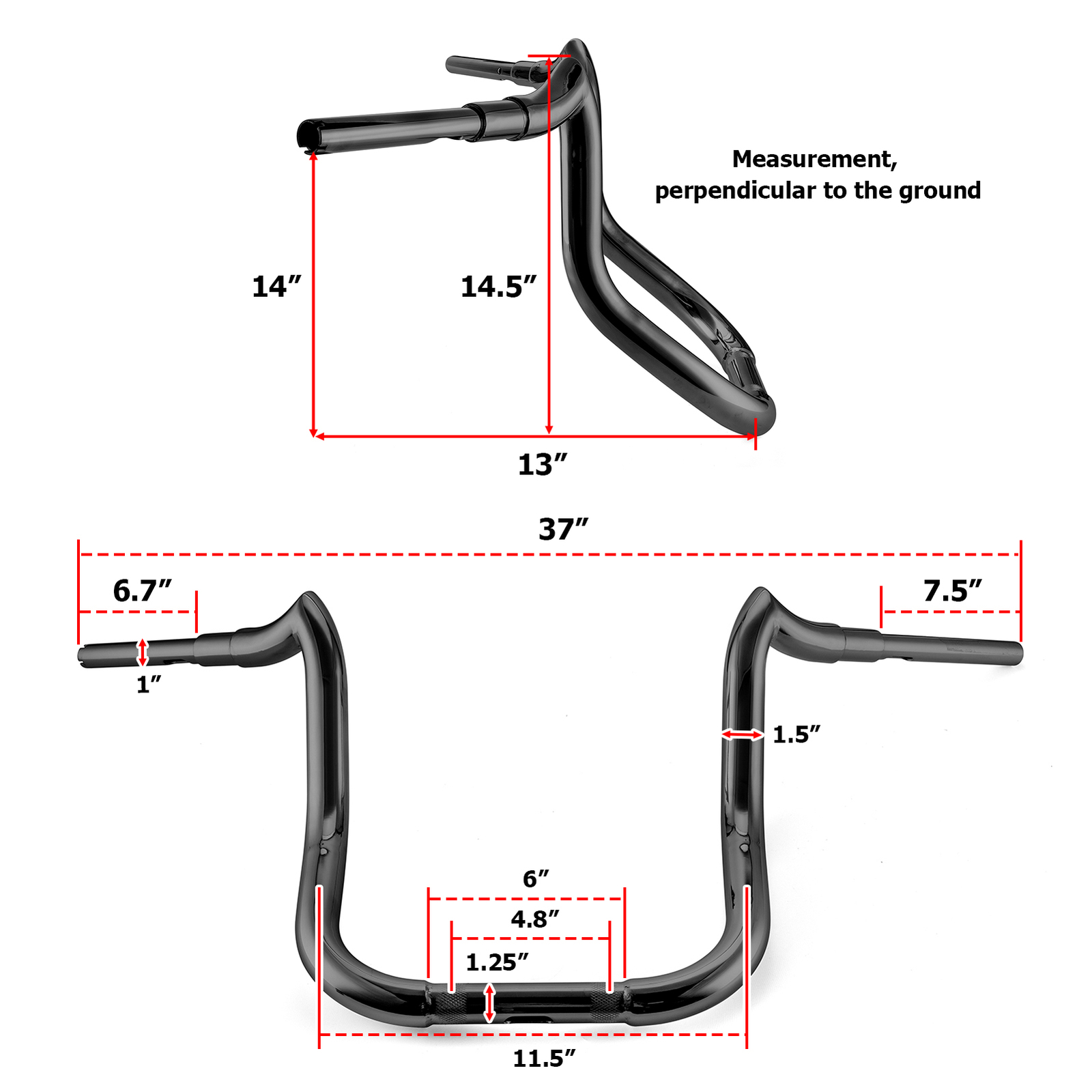 MOFUN 14″ x 1.5″ Fat Bar Bagger Handlebar For Indian Challenger 2020-UP, Black