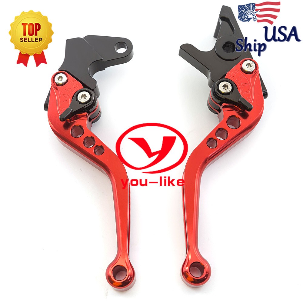 CNC Short Clutch Brake Lever Set For Honda VTX1300 2003 04-2008 CBF600S 2005 Red