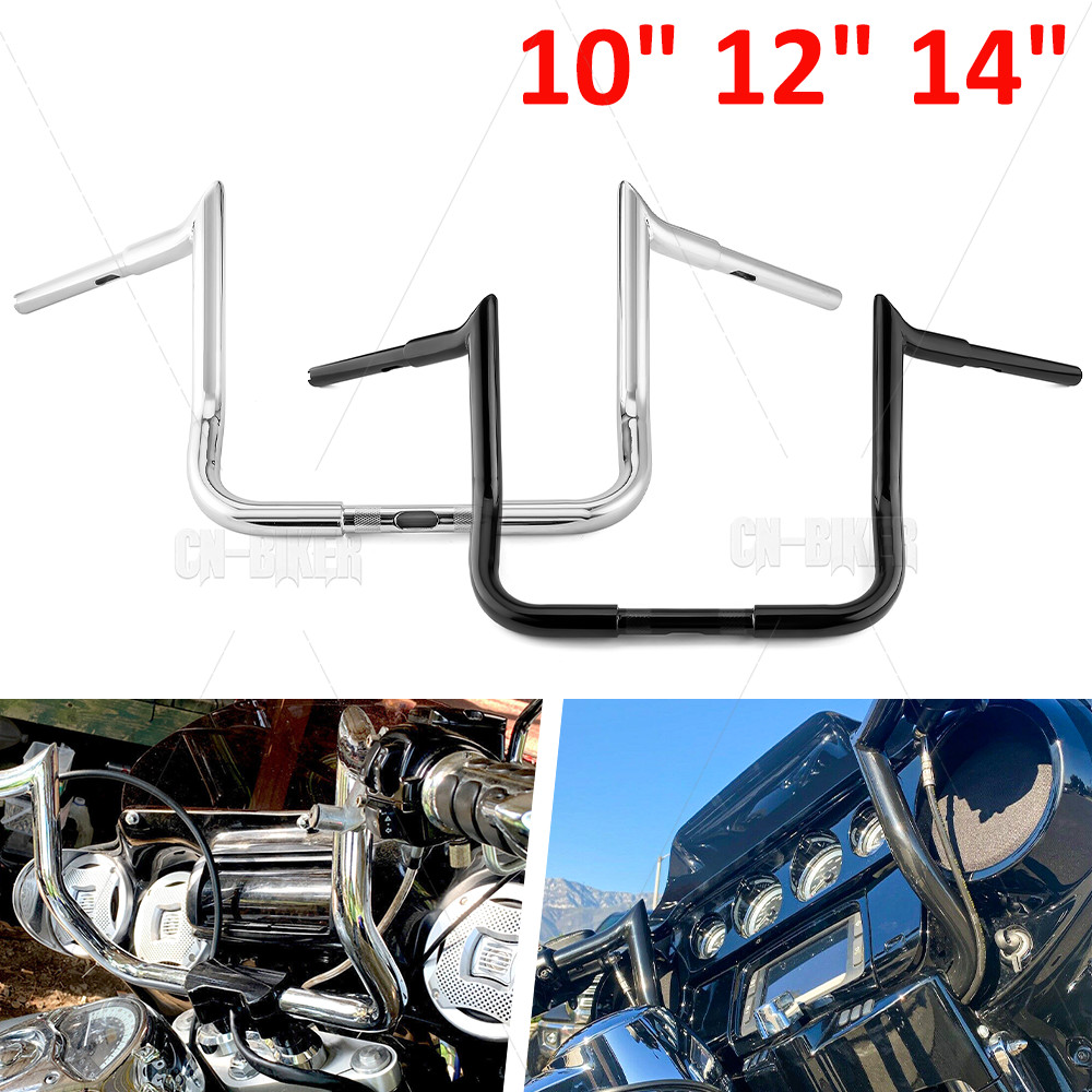 10″ 12″ 14″ Rise Meathook Ape Hanger Handlebar For Harley Electra Street Glide