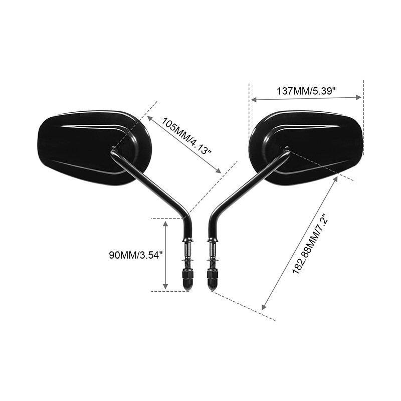 Black Rear View Mirrors Fit For Harley Touring Road Glide Heritage Softail Slim