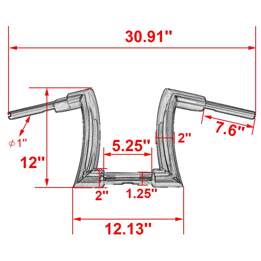 12″ 14″ 16″ RISE DNA MONSTER FAT APE HANGER BARS 1-1/4″ FOR HARLEY HANDLEBARS