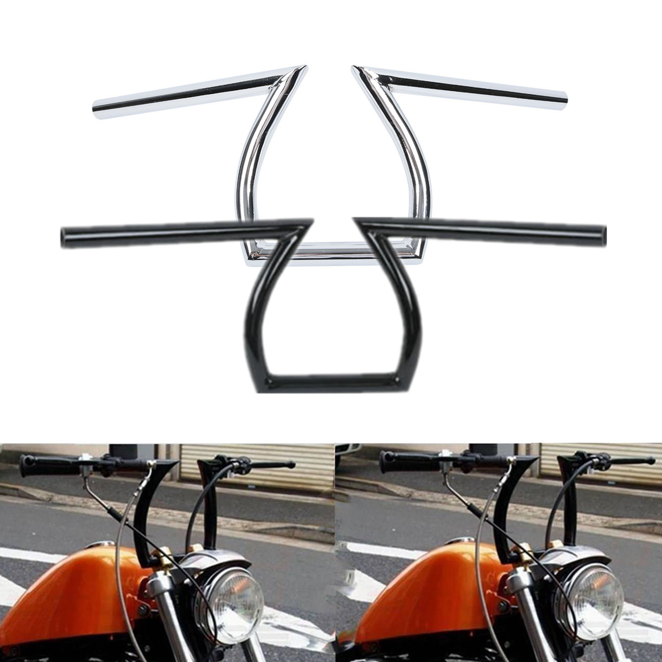 1″ Bar Handlebar Z Bars Fit For Harley Sportster Choppers Bobbers Yamaha Suzuki