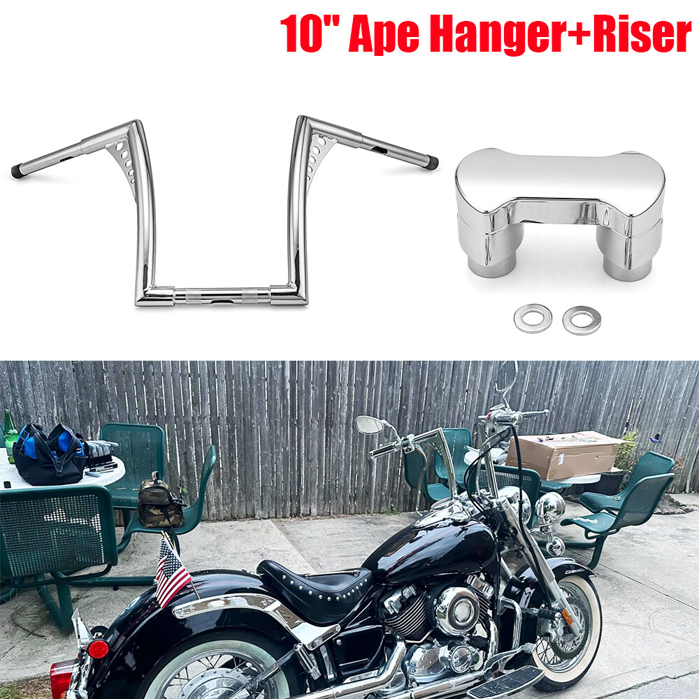 10″ 12″ 14″ Rise Ape Hanger Handlebars 2″ Clamp Riser For Harley Dyna Softail XL