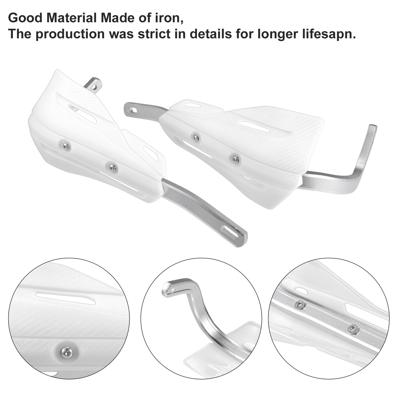 1 Set White Off-road Motorcycle Aluminum Alloy Handlebars Plastic Handguards