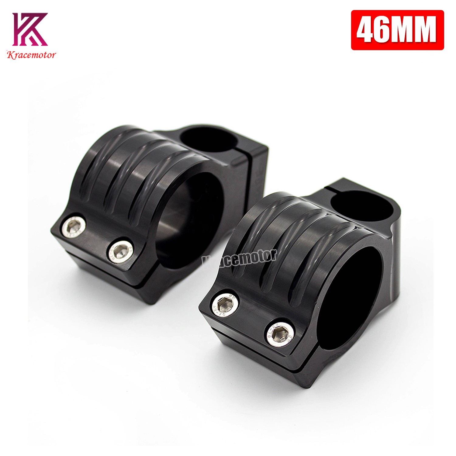 CNC 46mm Universal Fork Tube Clip Ons Handlebar Head Mount Clamps Black Normal
