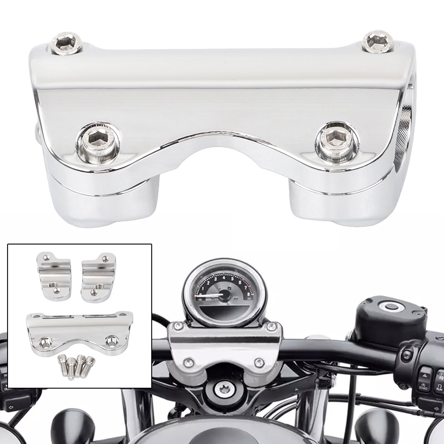 Aluminum Chrome 1.25″ Handlebar Riser Top Clamp For Harley CVO Road Glide FLTRX