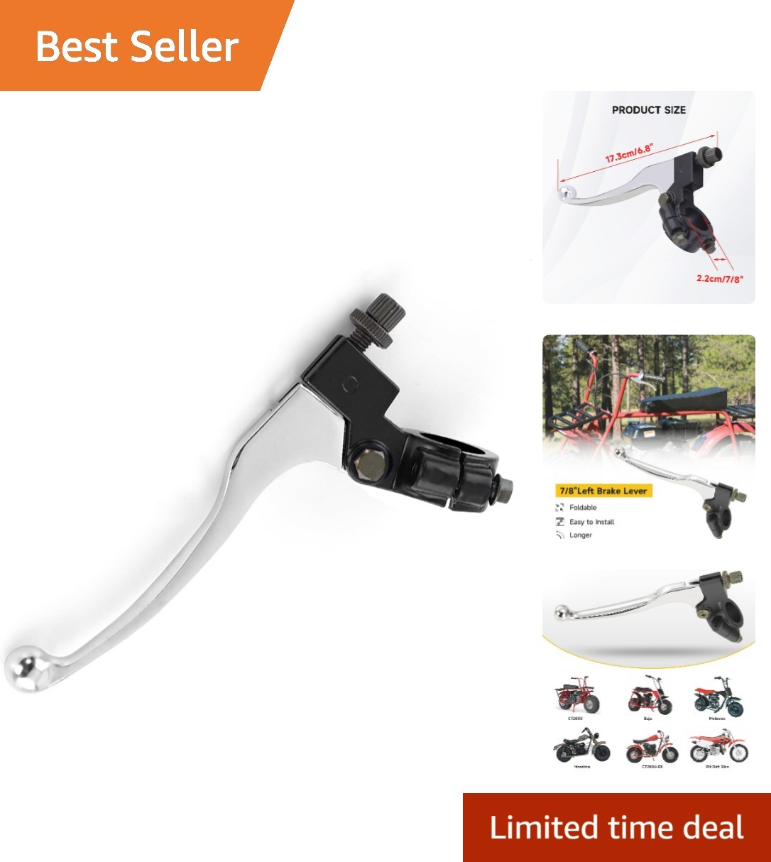 Durable Aluminum 7/8” Brake Lever for Mini Bikes – Easy Install & Lightweight