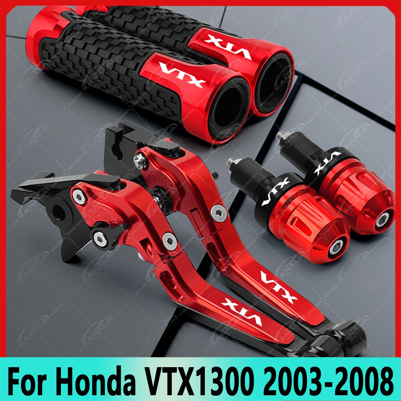 For Honda VTX1300 2003-2008 CNC Brake Clutch Levers Handle Grips End Cap New