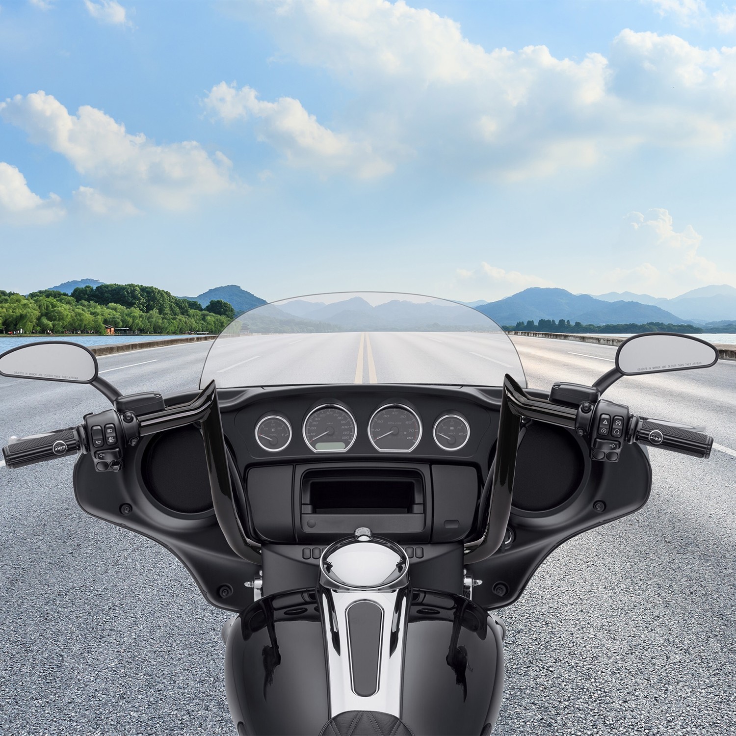 Heavy Duty 12″ Pre-Wired Meathook Ape Hanger Handlebar For Harley Street Glide