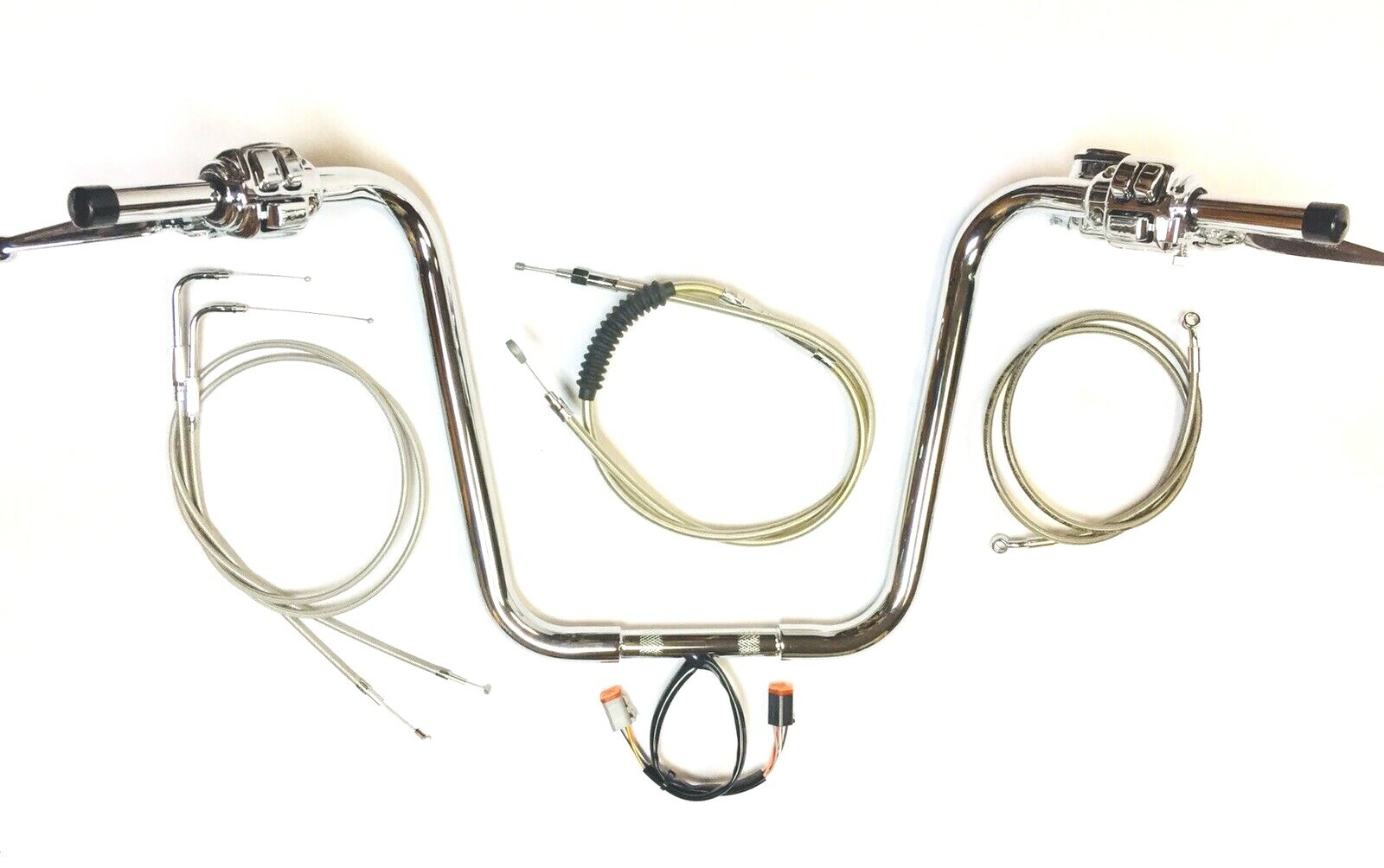 16 x 1.25 Ape Plug n Play Chrome Handlebar Control Kit 00 06 Harley Heritage