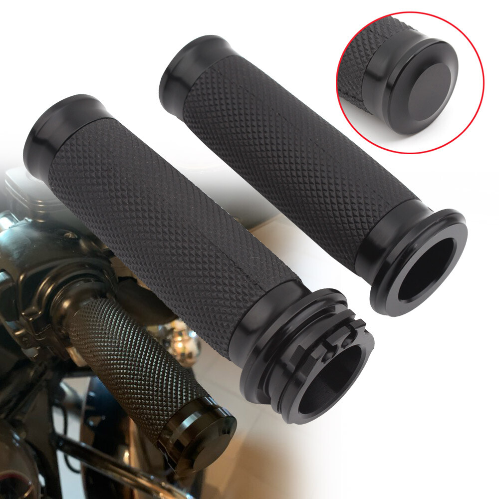 Pair Aluminum 1″ Black Handle Bar Hand Grips Fit For Harley Sportster Road King