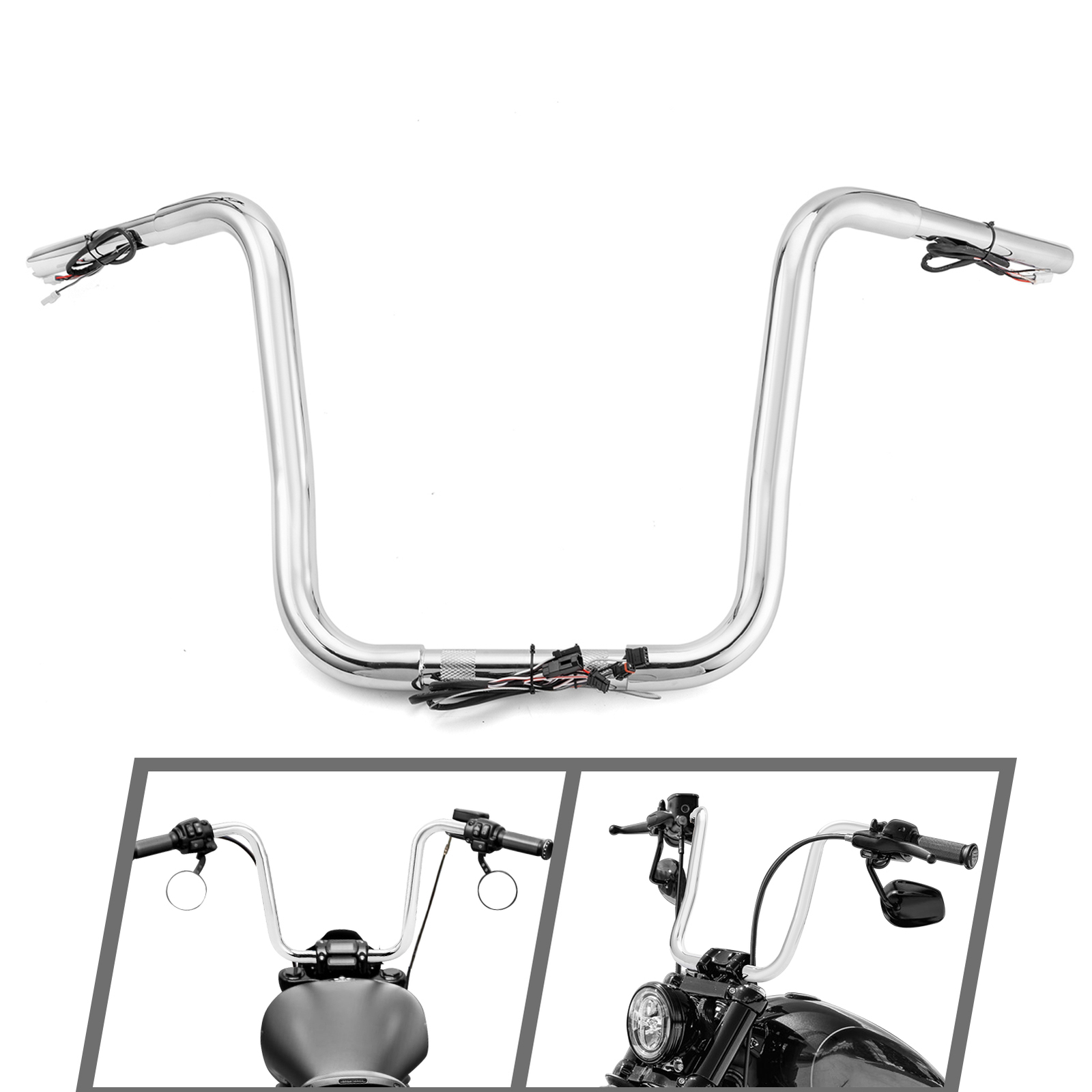 MOFUN 14″ Pre-Wired Ape Hanger Handlebar For Harley Softail Sportster 883 1200