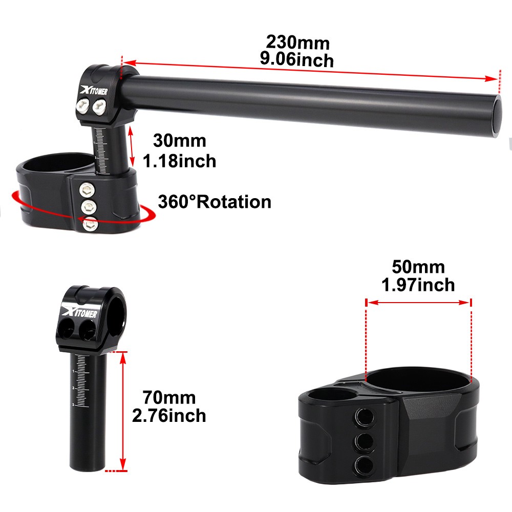 50mm Handlebar Adjustable Clip-On Aftermarket Fit For Honda Yamaha Ducati Suzuki