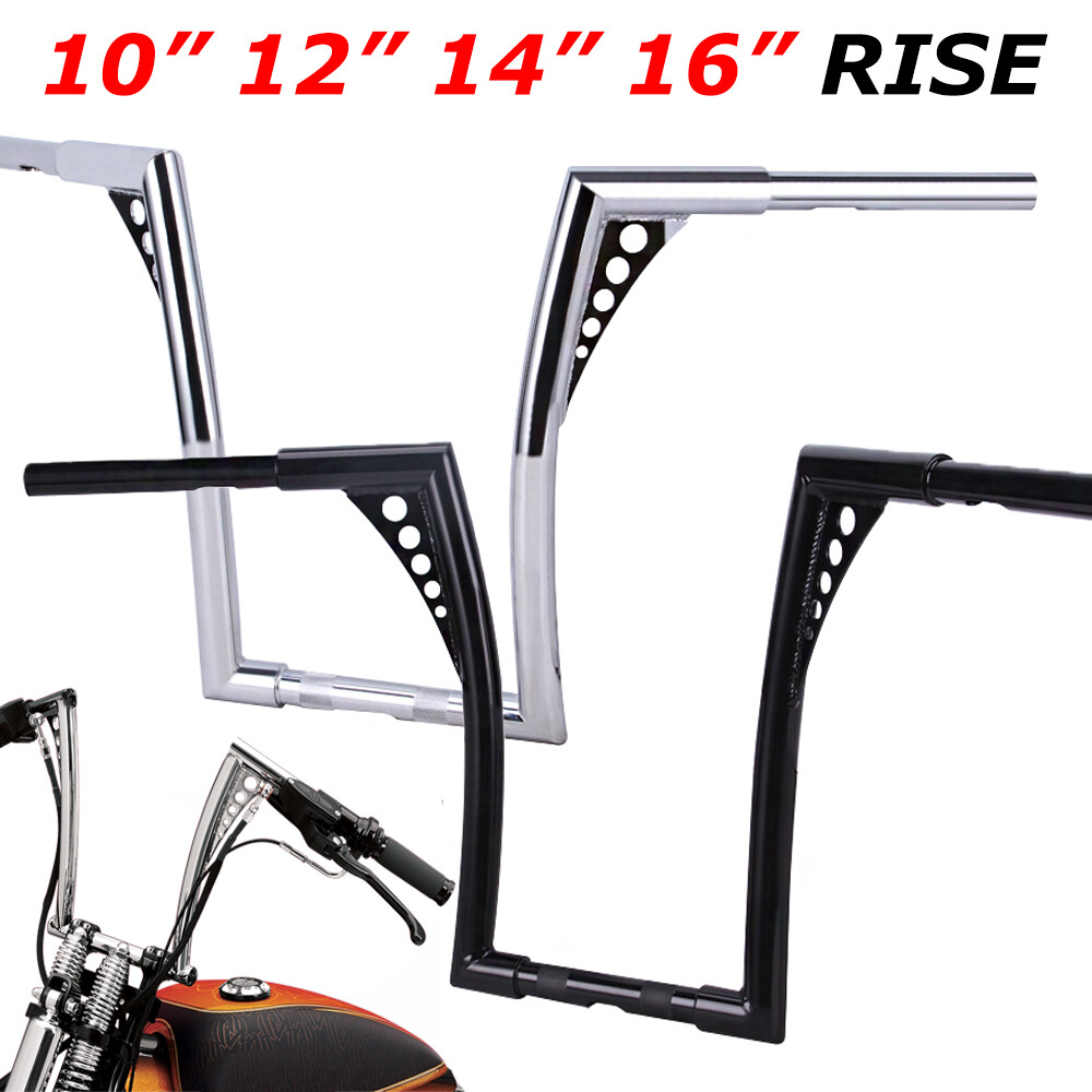 10″ 12″ 14″ 16″ Rise APE Hanger Handlebar Fat For Harley Softail Dyna Sportster