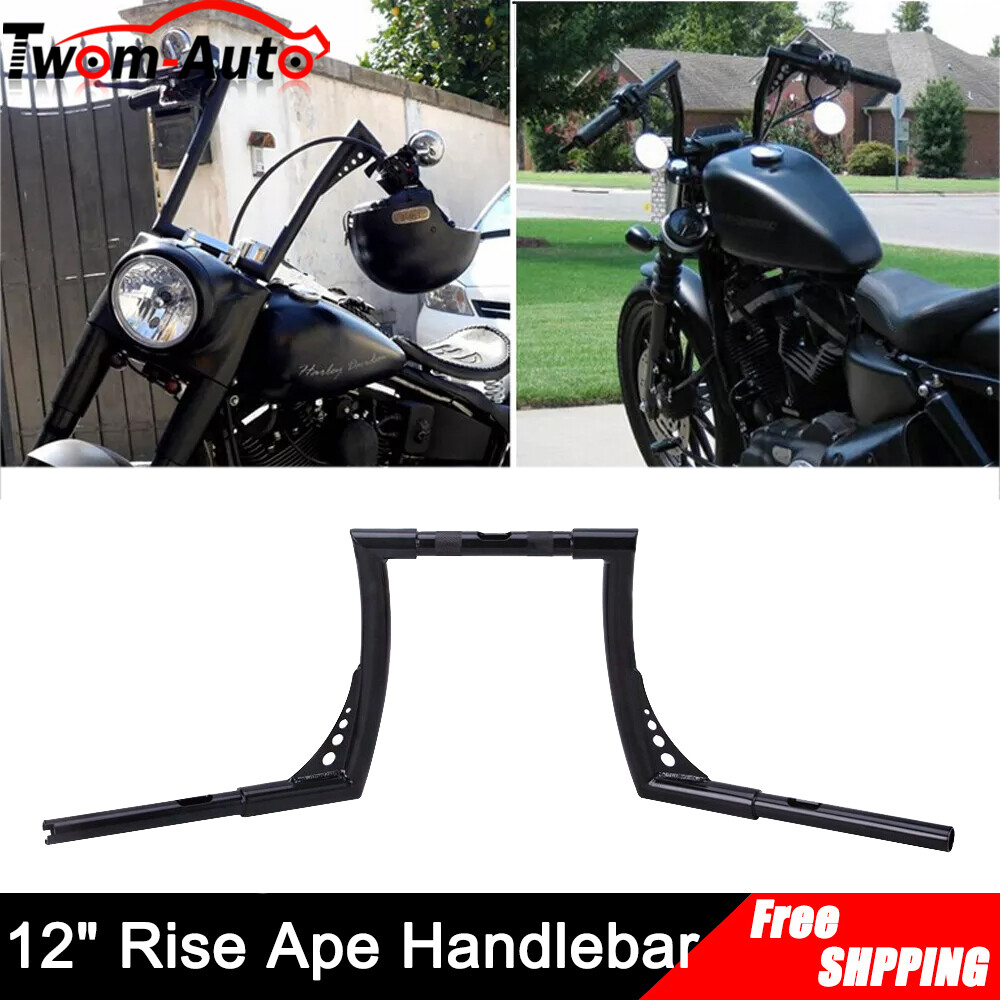 12 Inch Rise Ape Hanger Bar Handlebars For Harley Sportster XL883 1200 FLST FXST