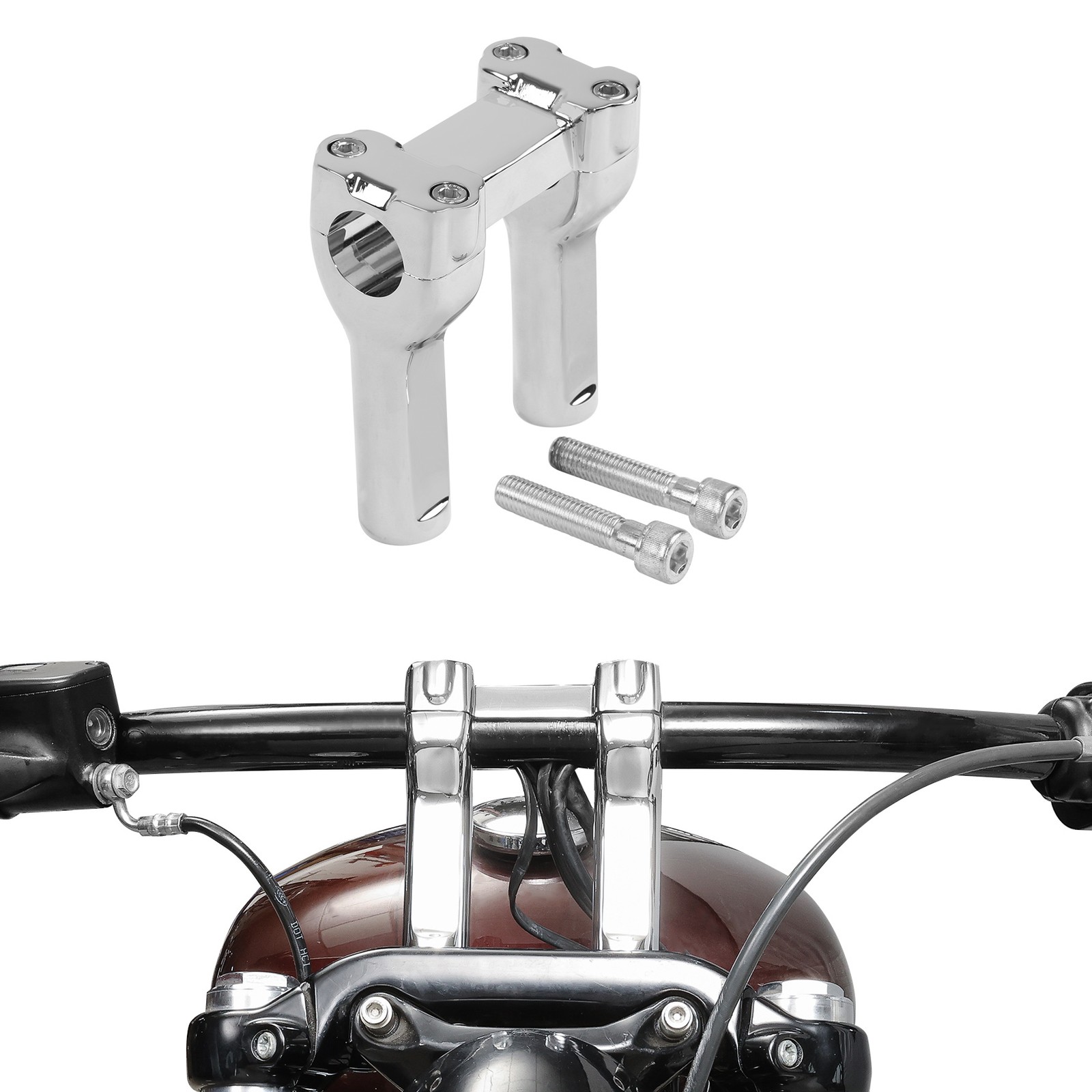 1 1/4 inch Chrome Handlebar Riser Clamp Kit Fit For Harley Softail Dyna