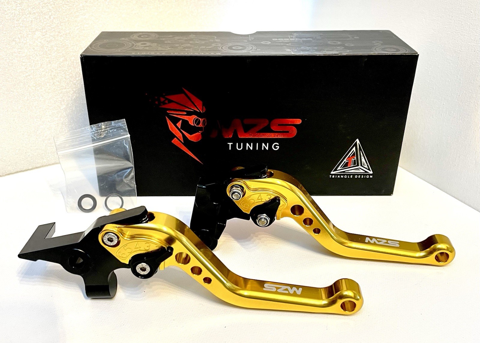 **MZS short Set,adjustable CNC Billet 6061-T6 Aluminum,GOLD,Brake &Clutch Levers
